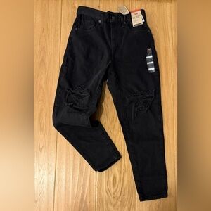 Levi’s High-Waisted Mom Jeans 27x27 Black Distressed New With Tags